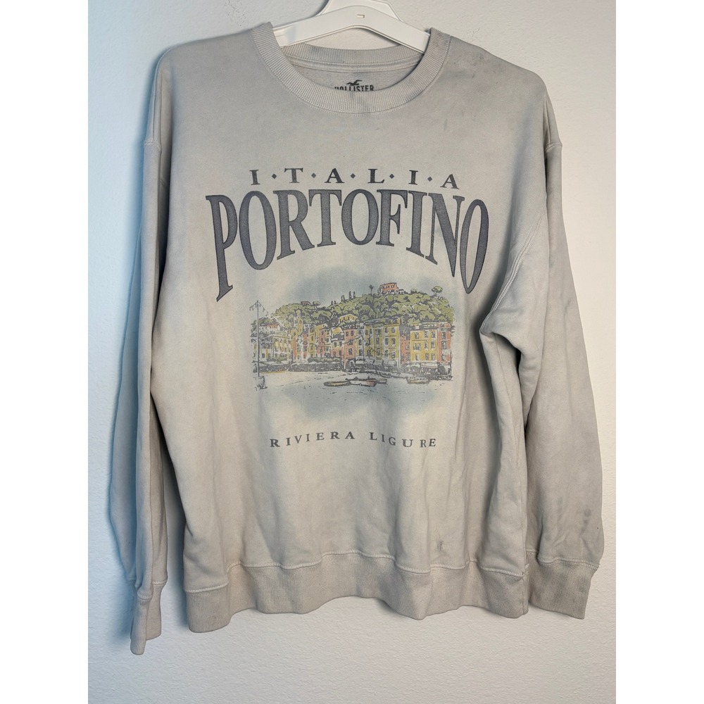 Hollister Italia Portofino Riviera Ligure‎ Graphic Crewneck Sweatshirt Gray M
